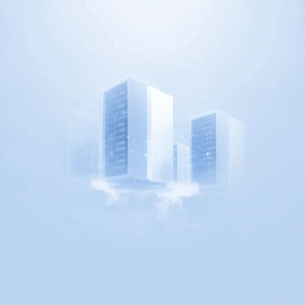 Eine schematische Darstellung eines riesigen KI Datencenters mit Serverracks und leuchtenden Verbindungskabeln, das den hohen Energieverbrauch und die Komplexität der Infrastruktur symbolisiert.